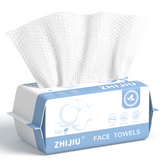 Disposable Pure Cotton Facial Towels 100Count, Biodegradable, Soft & Lint Free Dry Wipes for Makeup Removal