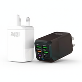 150W 6 in 1 GaN Fast Charger (UK) 2× USB‑C + 4× USB‑A, PD/PPS, 110–220V, Travel‑Ready