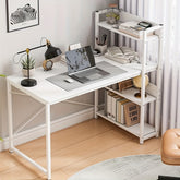 Spacious Modern Writing Desk with Built-In Bookshelf – 120×79×66 cm White Home Office Desk for PC & Laptops, Durable MDF, Easy to Assemble