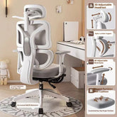 Ultimate Comfort Ergonomic Office Chair with Footrest – Breathable Mesh S‑Shaped Back, Memory Foam Seat & 3D Armrests for Home Office and Gaming