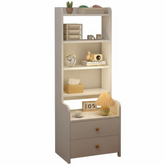 Simple Bedside Table with Open Shelves & Drawers – White or Yellow, Odorless Friendly Design for Small Cream-Colored Bedrooms, Kids & Adults