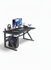 Large Modern Black Computer Gaming Desk with Built-In Bookshelf – 120×60×75 cm Heavy Duty MDF PC Workstation for Home Office & Gaming Setup