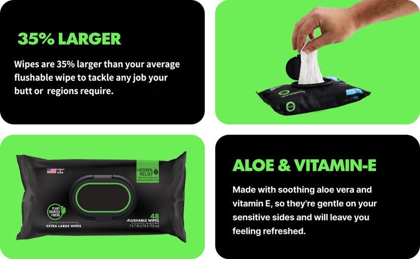 100% Plant Based Flushable Wipes Biodegradable