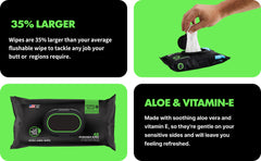 100% Plant-Based Flushable Wipes - Biodegradable, Plastic-Free, and Eco-Friendly