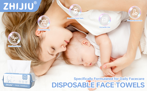 Disposable Pure Cotton Facial Towels  100Count, Biodegradable, Soft & Lint Free Dry Wipes for Makeup Removal