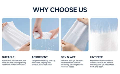 Disposable Pure Cotton Facial Towels  100Count, Biodegradable, Soft & Lint Free Dry Wipes for Makeup Removal