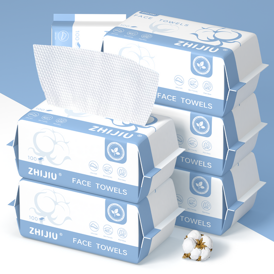 Disposable Pure Cotton Facial Towels, Biodegradable Makeup Remover Wipes, Soft & Lint-Free Face Cloths, 100-Count Large Pack.