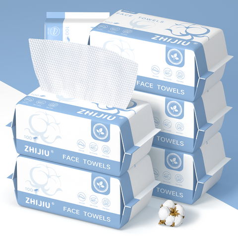 Disposable Pure Cotton Facial Towels  100Count, Biodegradable, Soft & Lint Free Dry Wipes for Makeup Removal