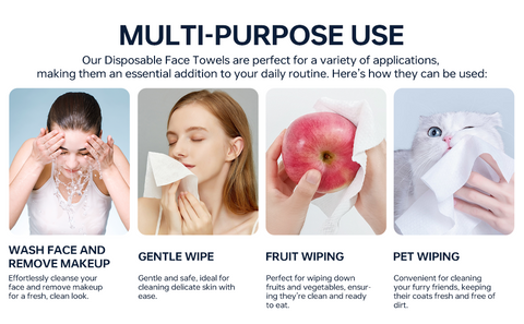 Disposable Pure Cotton Facial Towels  100Count, Biodegradable, Soft & Lint Free Dry Wipes for Makeup Removal