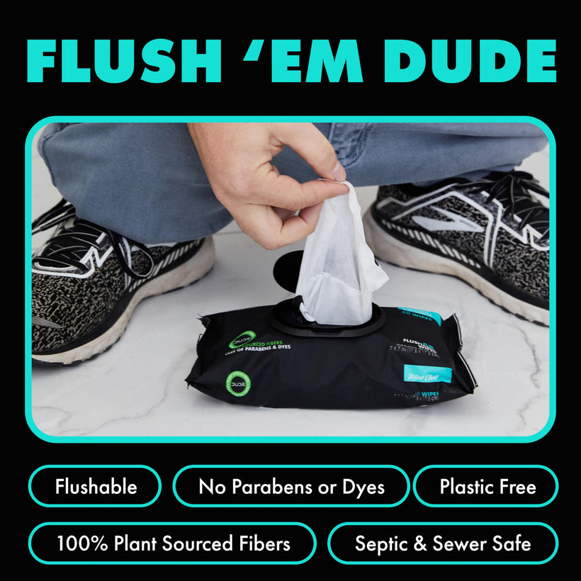 100% Plant Based Flushable Wipes Biodegradable