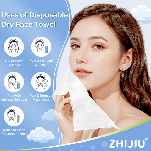 Disposable Pure Cotton Facial Towels  100Count, Biodegradable, Soft & Lint Free Dry Wipes for Makeup Removal
