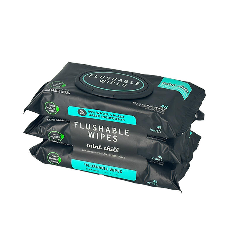 100% Plant Based Flushable Wipes Biodegradable