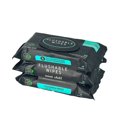 100% Plant Based Flushable Wipes Biodegradable, Plastic Free, Eco Friendly, 48 Count