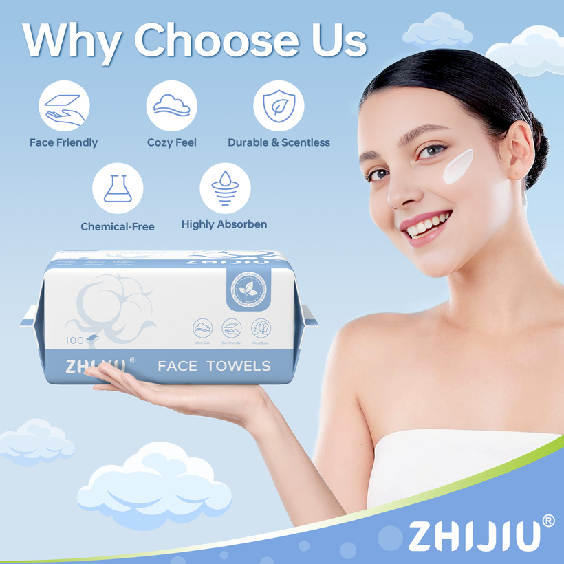 Disposable Pure Cotton Facial Towels 100Count