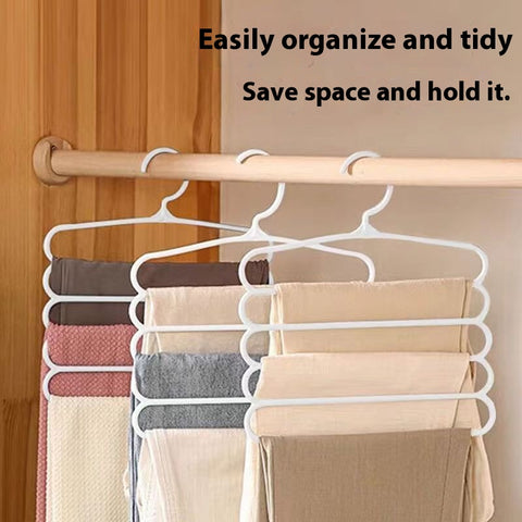 Heavy Duty 5 Tier Pants Hangers Non Slip Plastic, Vertical Space Saving Closet Organizer