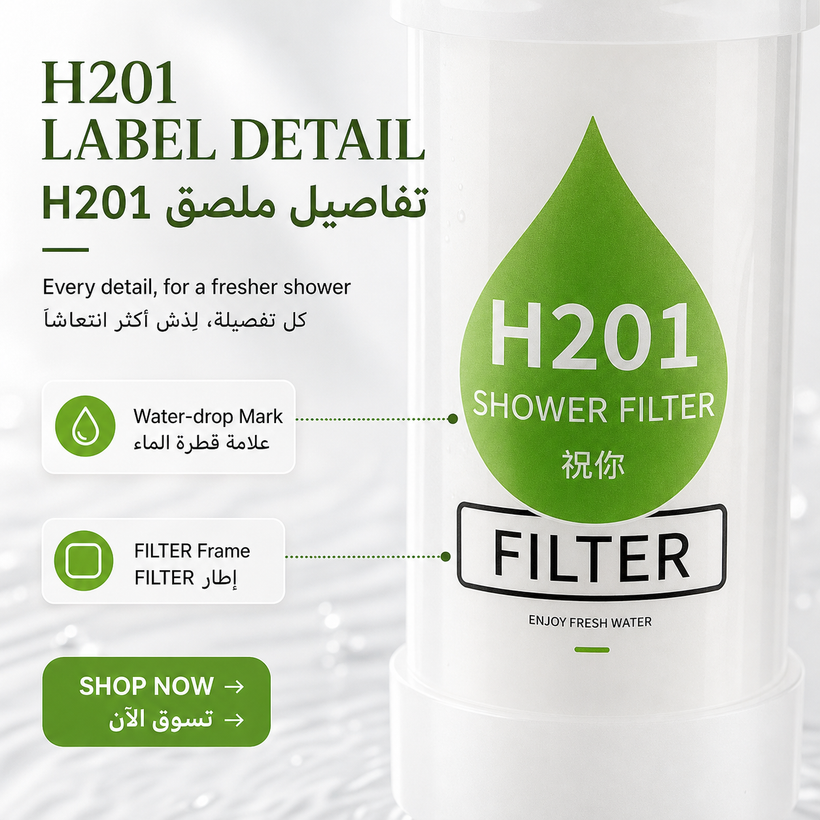 Shower Head Filter, H201 Inline Bathroom Water Filter