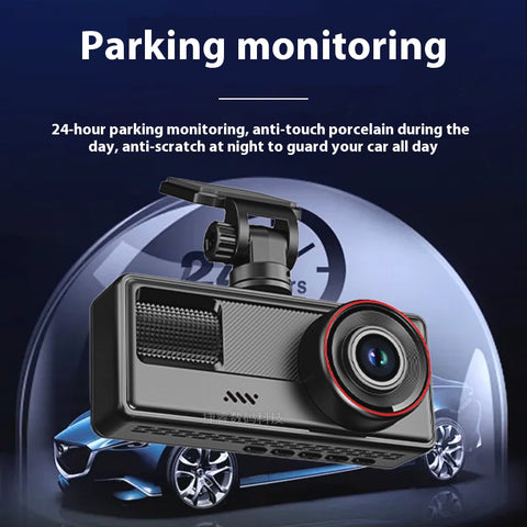 3 Channel Wi‑Fi Dash Cam  Front/Inside/Rear 1080P, Loop Recording, Parking Mode