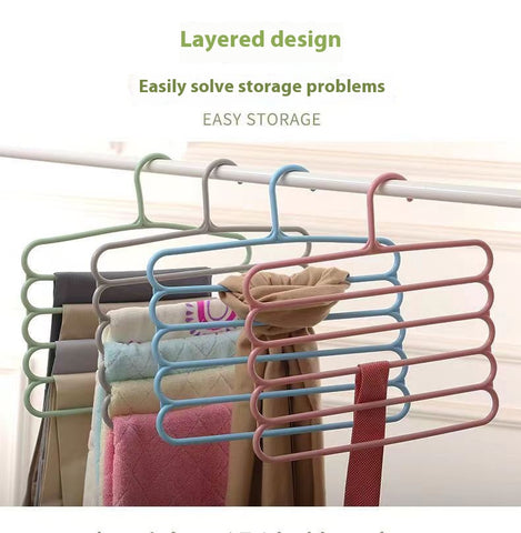Heavy Duty 5 Tier Pants Hangers Non Slip Plastic, Vertical Space Saving Closet Organizer