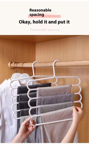 Heavy Duty 5 Tier Pants Hangers Non Slip Plastic, Vertical Space Saving Closet Organizer
