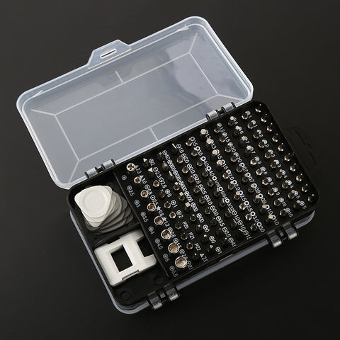 114 Piece Magnetic Screwdriver & Bit Set  S2/Cr V Steel, Hex Head Style, Portable Black Toolbox