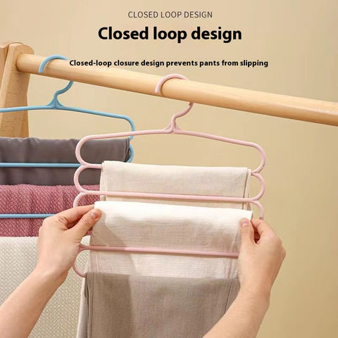 Heavy Duty 5 Tier Pants Hangers Non Slip Plastic, Vertical Space Saving Closet Organizer