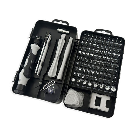 114 Piece Magnetic Screwdriver & Bit Set  S2/Cr V Steel, Hex Head Style, Portable Black Toolbox
