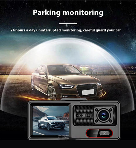 3 Channel Wi‑Fi Dash Cam  Front/Inside/Rear 1080P, Loop Recording, Parking Mode