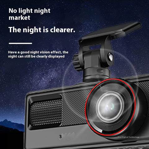 3 Channel Wi‑Fi Dash Cam  Front/Inside/Rear 1080P, Loop Recording, Parking Mode