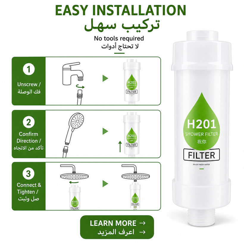Shower Head Filter, H201 Inline Bathroom Water Filter