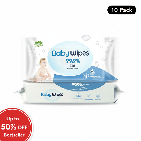 Pure & Gentle Baby Wipes 60 Count, Unscented, Eco Friendly Spunlace for Sensitive Skin