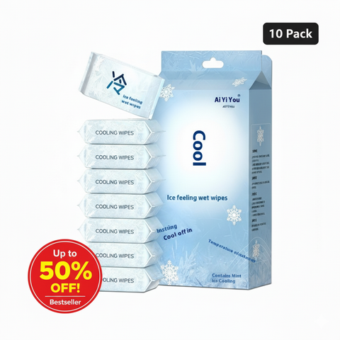 Portable Cooling Wet Wipes Mini Single Use Tissues, Refreshing Menthol Scent, 64 Counts Family Pack