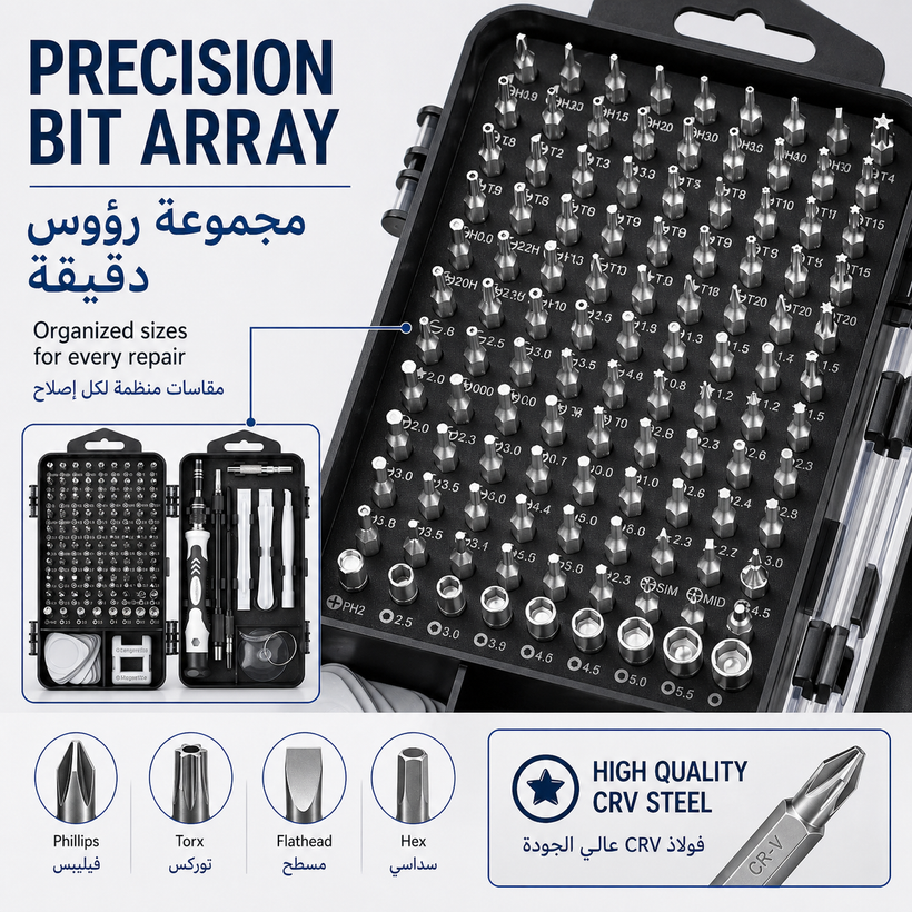 114 Piece Magnetic Screwdriver & Bit Set S2/Cr V Steel - 04 detail 01