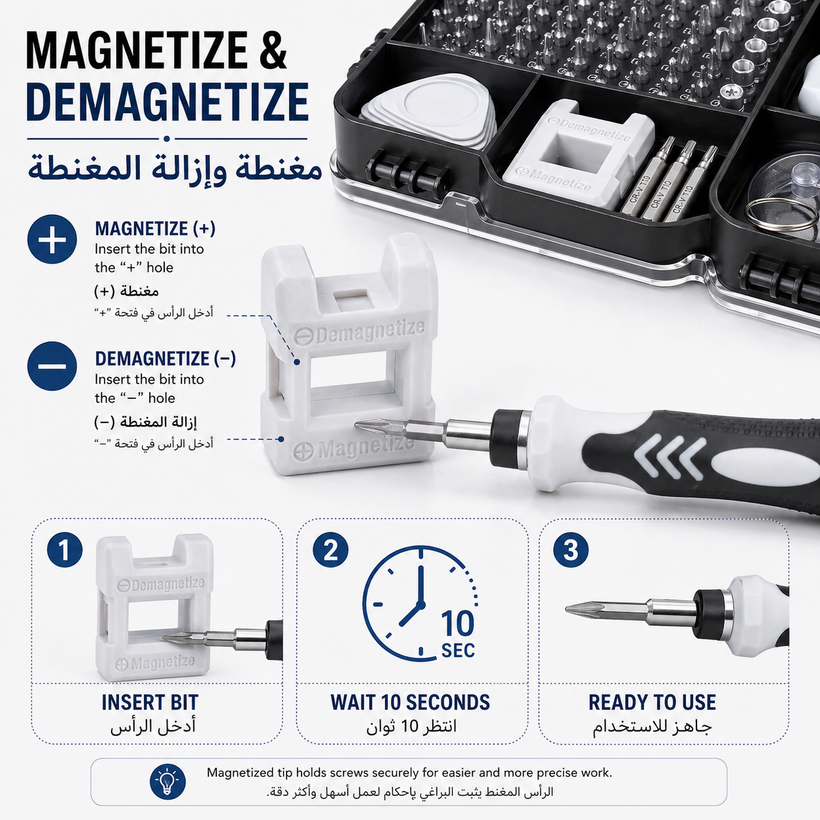 114 Piece Magnetic Screwdriver & Bit Set S2/Cr V Steel - 06 detail 03