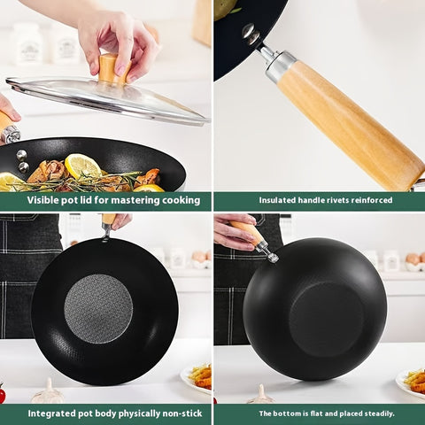 18 cm / 24 cm Nonstick Pan Set with Wooden Handles — All‑Stovetop, Heat Resistant, Stir Fry & Everyday Cooking