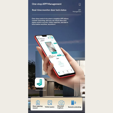Fully Automatic 3D Face Smart Door Lock – Palm Vein + Fingerprint + IC Card + App + PIN + Key, HD Screen Real‑Time Monitoring, Abnormal Alarm, Fits Saudi Standard 4585 Mortise Lock Body
