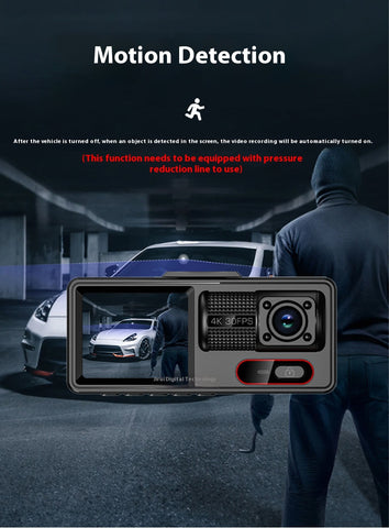 3 Channel Wi‑Fi Dash Cam  Front/Inside/Rear 1080P, Loop Recording, Parking Mode