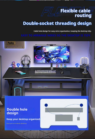 Large Modern Black Computer Gaming Desk with Built-In Bookshelf – 120×60×75 cm Heavy Duty MDF PC Workstation for Home Office & Gaming Setup