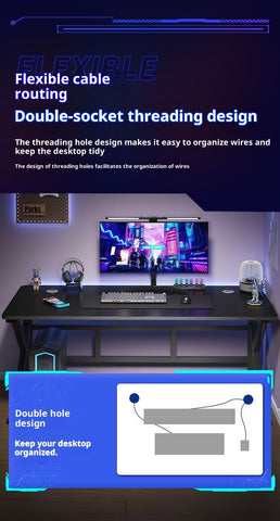 Large Modern Black Computer Gaming Desk with Built-In Bookshelf – 120×60×75 cm Heavy Duty MDF PC Workstation for Home Office & Gaming Setup