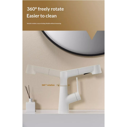 Plastic Kitchen Faucet Hot & Cold Mixer Tap – Pull‑Down Sprayer with Dual‑Mode Flow, Single‑Handle Deck‑Mount Sink Faucet for EU/US Sinks, 360° Swivel, Hoses Included (White)