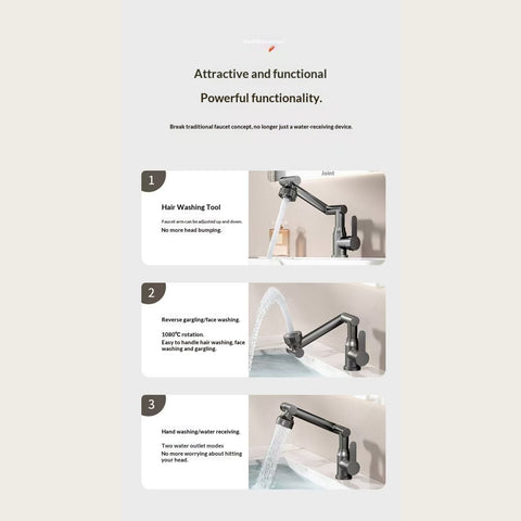 Cat Robotic Arm Bathroom Faucet (1pc) – 360° Rotating Washbasin/Bathtub Tap, Single‑Handle Hot & Cold Mixer, Plastic Shell + Metal Body, Easy Install (Modern Design)