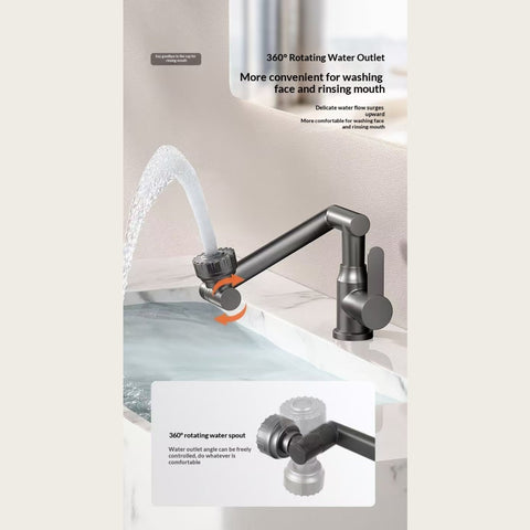 Cat Robotic Arm Bathroom Faucet (1pc) – 360° Rotating Washbasin/Bathtub Tap, Single‑Handle Hot & Cold Mixer, Plastic Shell + Metal Body, Easy Install (Modern Design)