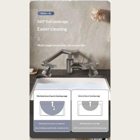 Cat Robotic Arm Bathroom Faucet (1pc) – 360° Rotating Washbasin/Bathtub Tap, Single‑Handle Hot & Cold Mixer, Plastic Shell + Metal Body, Easy Install (Modern Design)