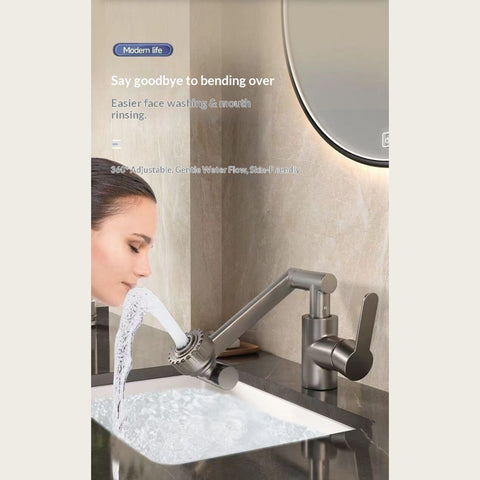 Cat Robotic Arm Bathroom Faucet (1pc) – 360° Rotating Washbasin/Bathtub Tap, Single‑Handle Hot & Cold Mixer, Plastic Shell + Metal Body, Easy Install (Modern Design)