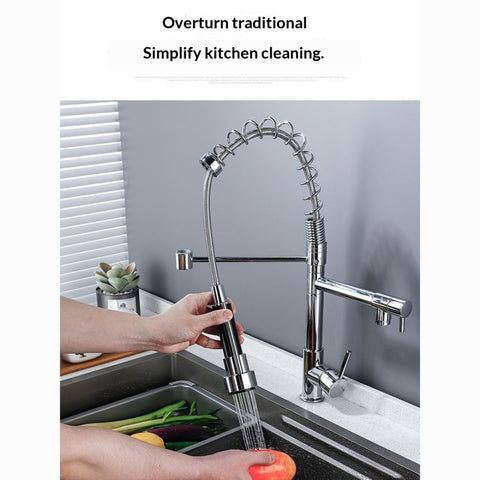 Stainless Steel Kitchen Faucet Hot & Cold Mixer Tap – Single‑Handle Deck‑Mount Sink Faucet with 360° Swivel Spout, Easy Install, Modern Kitchen Tap for Stainless/Vegetable Wash Basin (Silver)