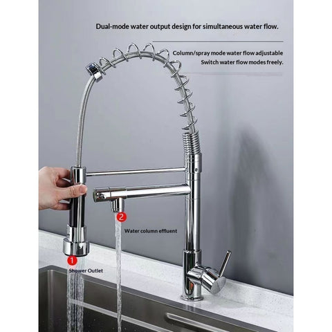 Stainless Steel Kitchen Faucet Hot & Cold Mixer Tap – Single‑Handle Deck‑Mount Sink Faucet with 360° Swivel Spout, Easy Install, Modern Kitchen Tap for Stainless/Vegetable Wash Basin (Silver)