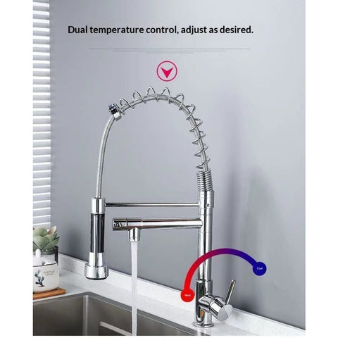 Stainless Steel Kitchen Faucet Hot & Cold Mixer Tap – Single‑Handle Deck‑Mount Sink Faucet with 360° Swivel Spout, Easy Install, Modern Kitchen Tap for Stainless/Vegetable Wash Basin (Silver)