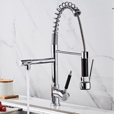 Stainless Steel Kitchen Faucet Hot & Cold Mixer Tap – Single‑Handle Deck‑Mount Sink Faucet with 360° Swivel Spout, Easy Install, Modern Kitchen Tap for Stainless/Vegetable Wash Basin (Silver)