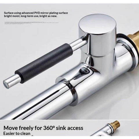 Stainless Steel Kitchen Faucet Hot & Cold Mixer Tap – Single‑Handle Deck‑Mount Sink Faucet with 360° Swivel Spout, Easy Install, Modern Kitchen Tap for Stainless/Vegetable Wash Basin (Silver)