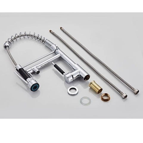 Stainless Steel Kitchen Faucet Hot & Cold Mixer Tap – Single‑Handle Deck‑Mount Sink Faucet with 360° Swivel Spout, Easy Install, Modern Kitchen Tap for Stainless/Vegetable Wash Basin (Silver)