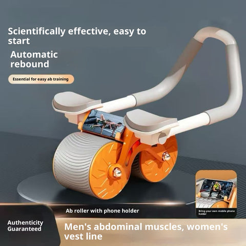 Adjustable Ab Roller Wheel with Elbow Support & Phone Holder – Double-Wheel Stability, Non-Slip Grip, Portable Core Trainer for Abs, Arms & Back (Blue / Pink)